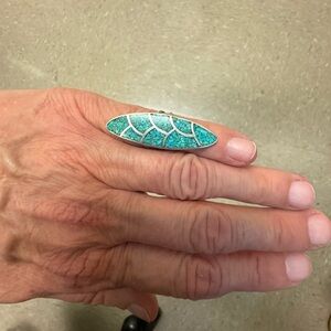 Native American sterling silver and turquoise size 2.75 ring